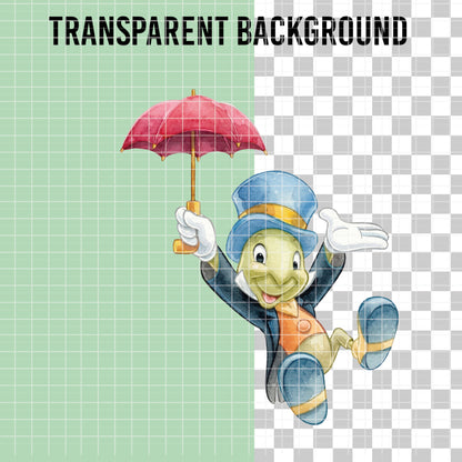 COD7457 - Pinocchio & Friends Watercolor PNG bundle, Disney clipart packs.