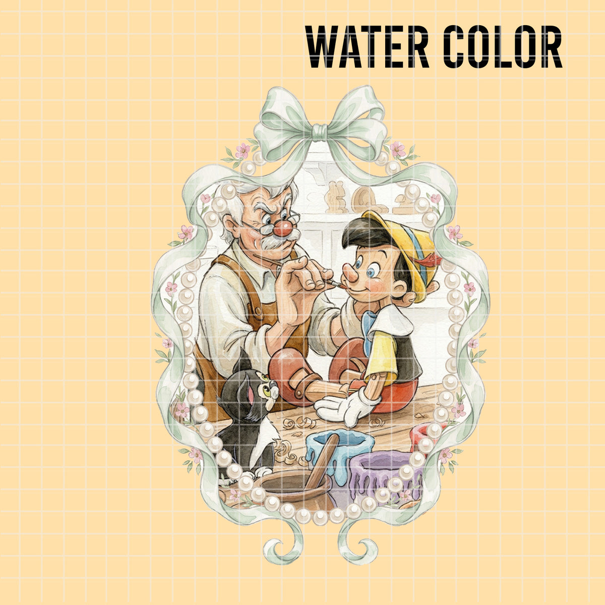 COD7458 - Pinocchio's world Watercolor PNG bundle, Disney clipart packs.