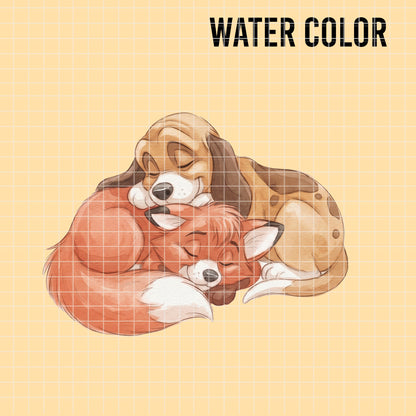 COD7461 - Tod & Copper Watercolor PNG bundle, Disney clipart packs.