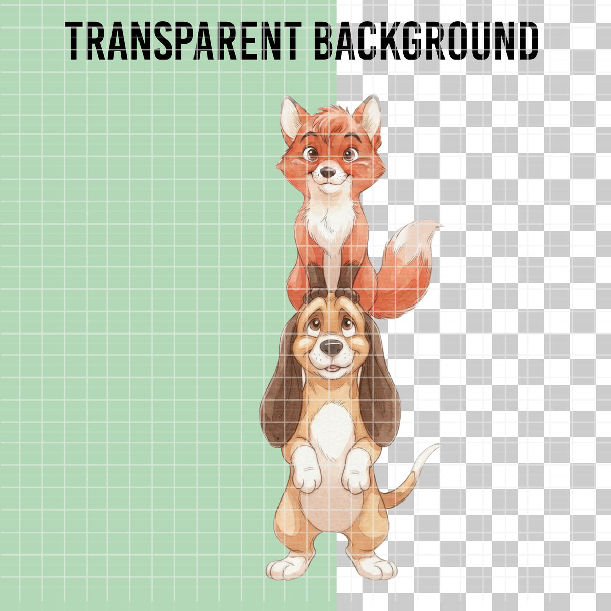 COD7461 - Tod & Copper Watercolor PNG bundle, Disney clipart packs.
