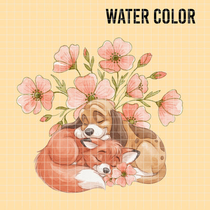 COD7462 - Tod & Copper Watercolor PNG bundle, Disney clipart packs.