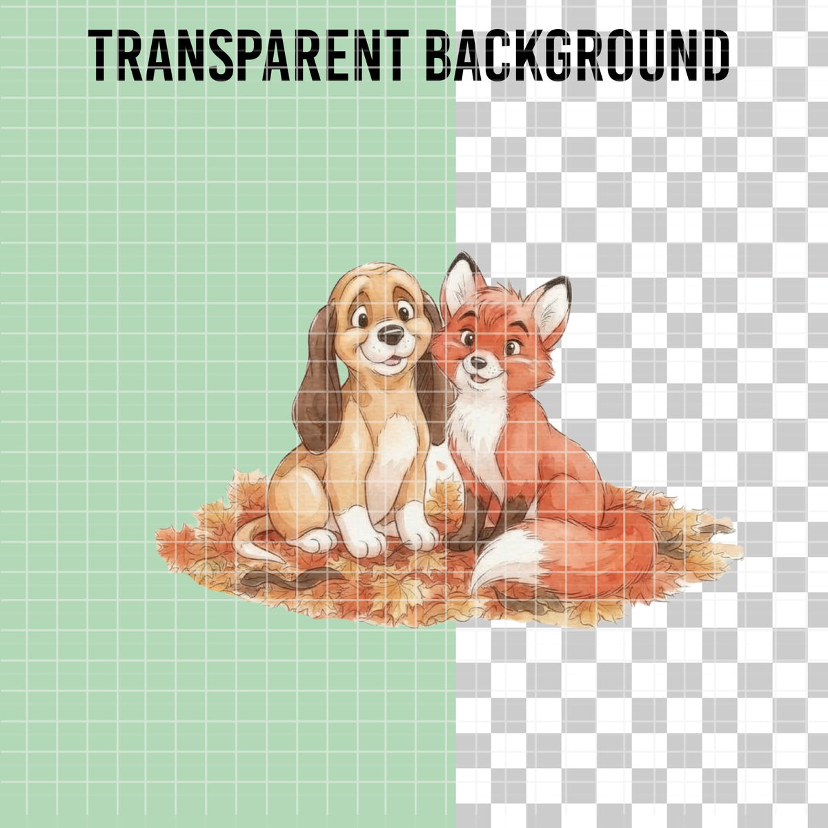 COD7462 - Tod & Copper Watercolor PNG bundle, Disney clipart packs.