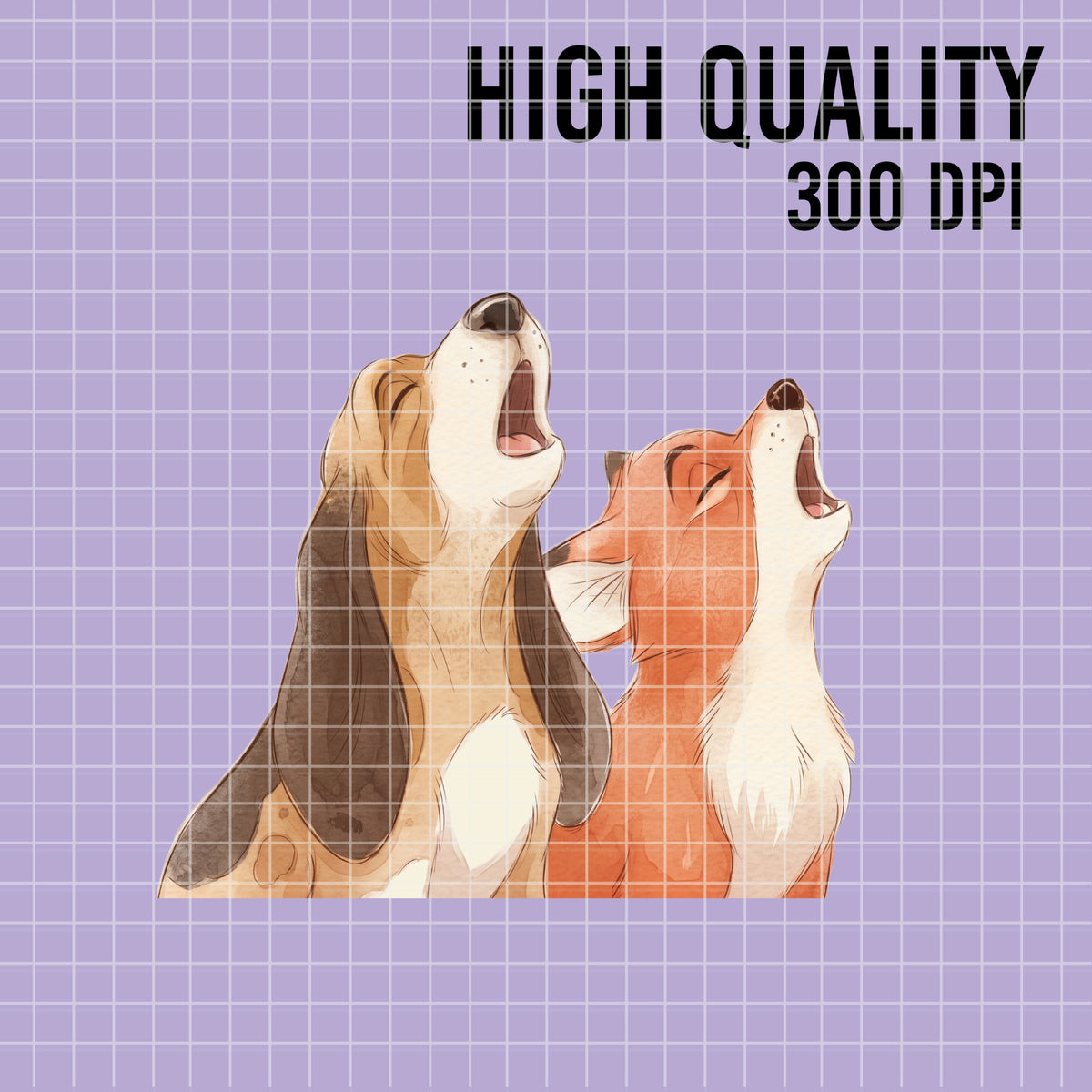 COD7463 - The Fox and The Hound Watercolor PNG bundle, Disney clipart packs.