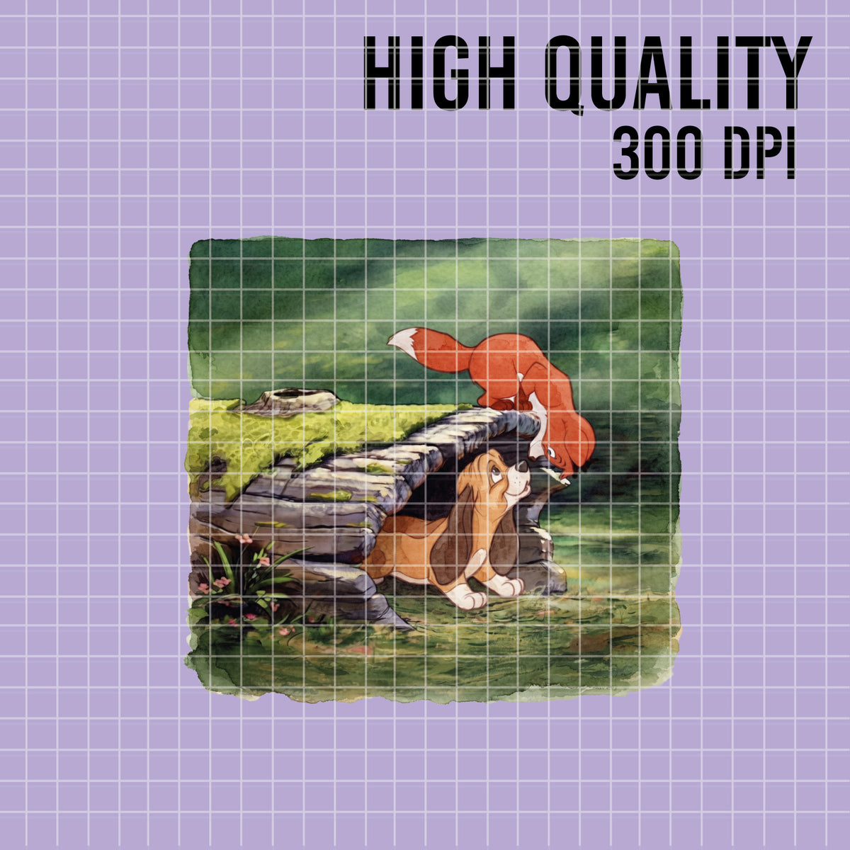 COD7464 - The Fox and The Hound Watercolor PNG bundle, Disney clipart packs.