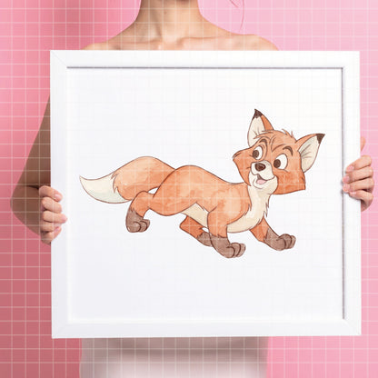 COD7464 - The Fox and The Hound Watercolor PNG bundle, Disney clipart packs.