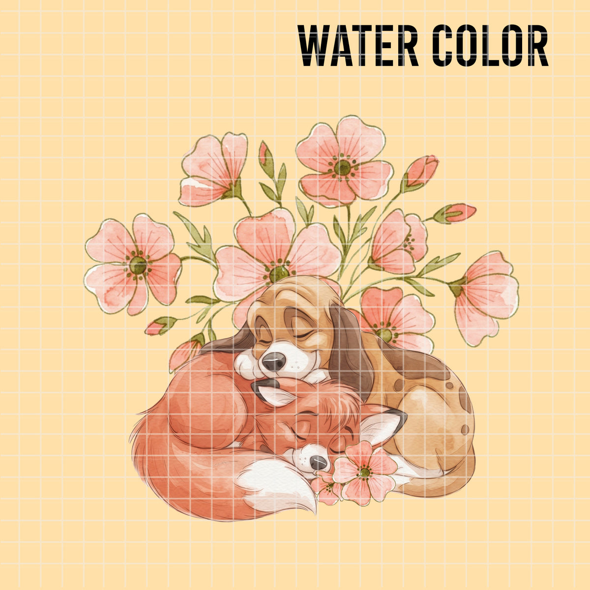 COD7465 - The Fox and The Hound Watercolor PNG bundle, Disney clipart packs.