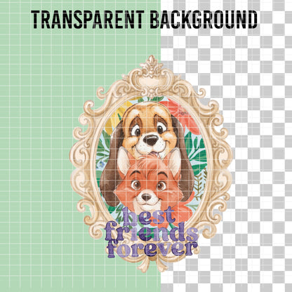 COD7465 - The Fox and The Hound Watercolor PNG bundle, Disney clipart packs.