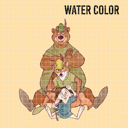 COD7471 - Robin Hood World Watercolor PNG bundle, Disney clipart packs.