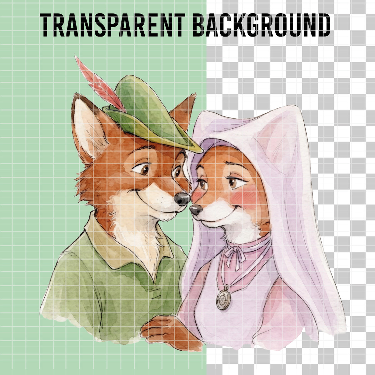 COD7471 - Robin Hood World Watercolor PNG bundle, Disney clipart packs.