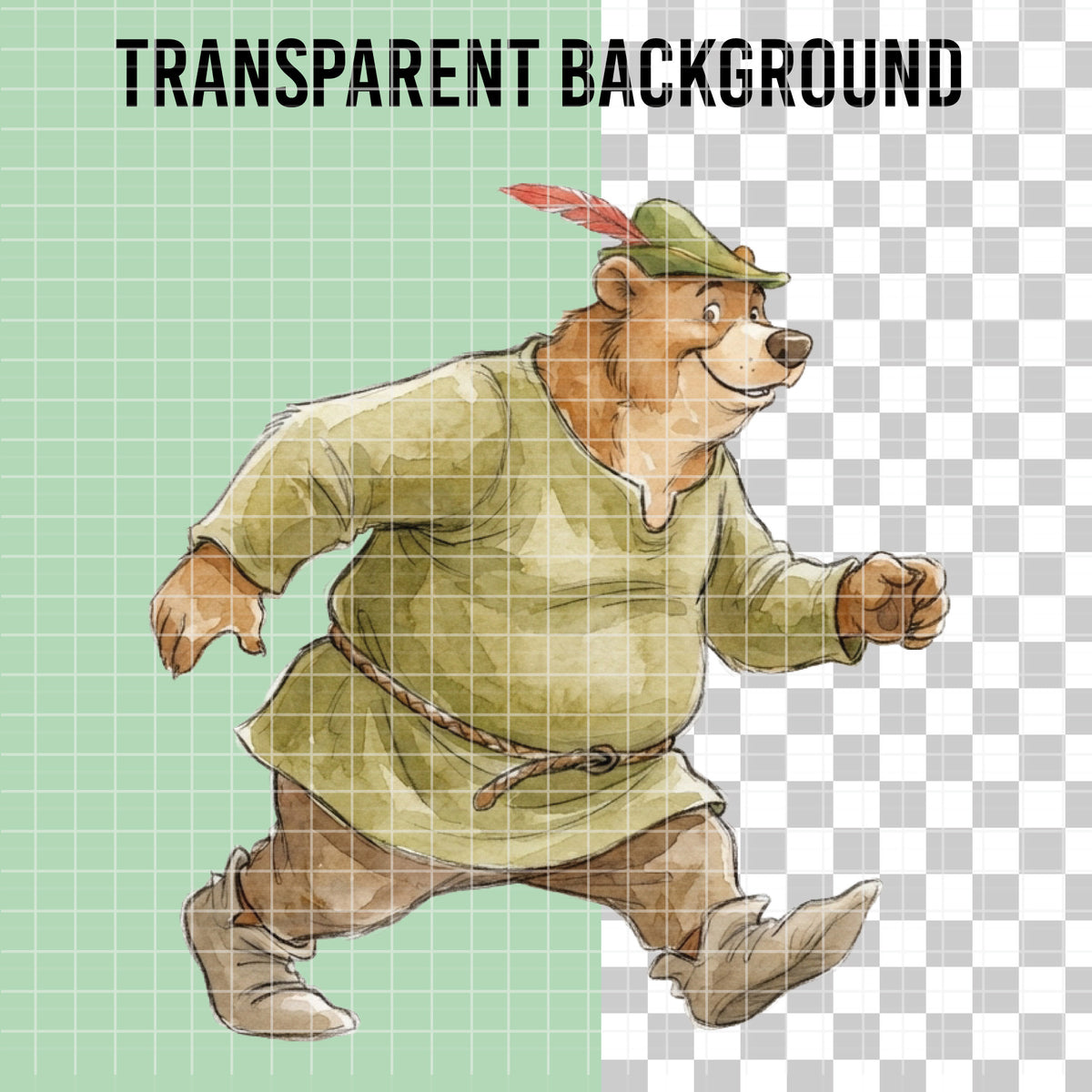 COD7472 - Robin Hood & Little John Watercolor PNG bundle, Disney clipart packs.