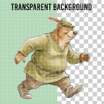COD7472 - Robin Hood & Little John Watercolor PNG bundle, Disney clipart packs.