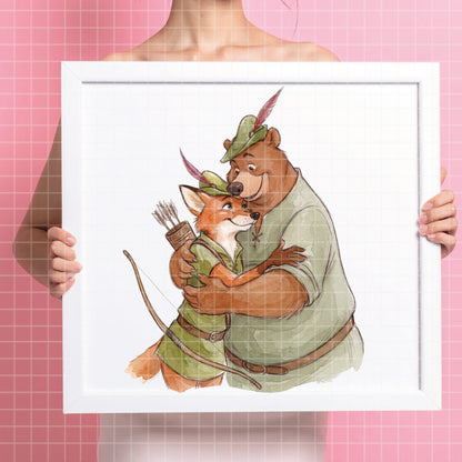 COD7472 - Robin Hood & Little John Watercolor PNG bundle, Disney clipart packs.