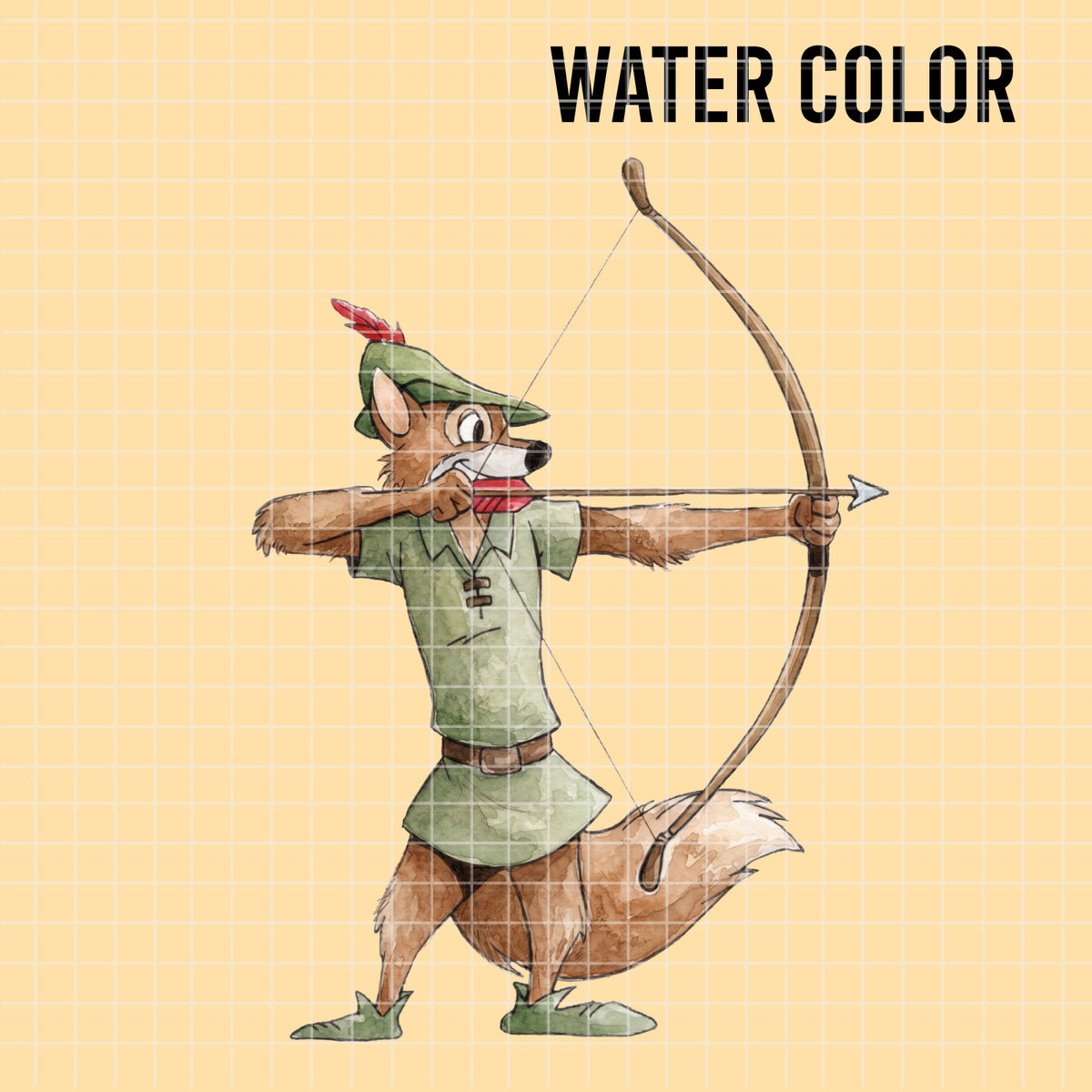 COD7473 - Robin Hood Watercolor PNG bundle, Disney clipart packs.