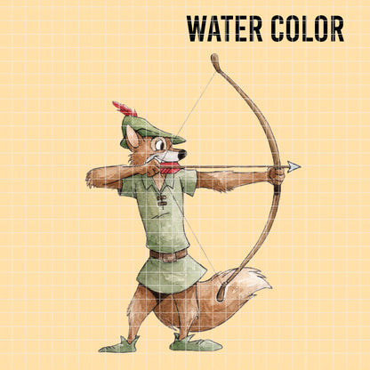 COD7473 - Robin Hood Watercolor PNG bundle, Disney clipart packs.
