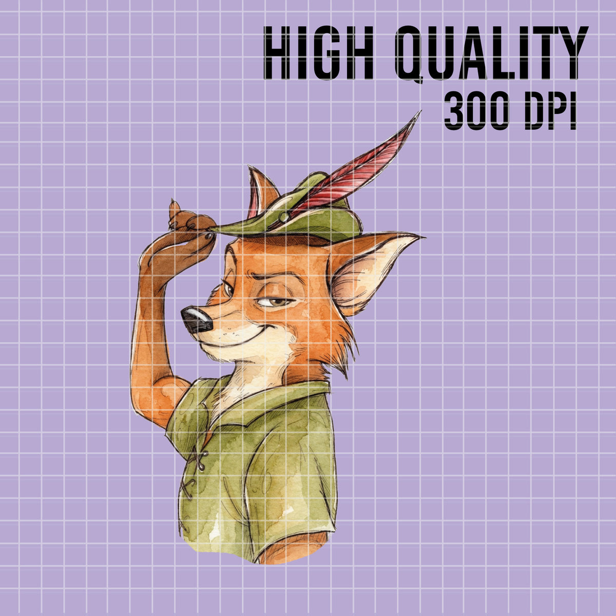 COD7473 - Robin Hood Watercolor PNG bundle, Disney clipart packs.