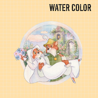 COD7474 - Robin Hood Characters Watercolor PNG bundle, Disney clipart packs.