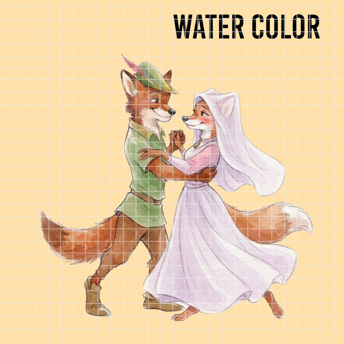 COD7475 - Robin Hood & Maid Marian Watercolor PNG bundle, Disney clipart packs.