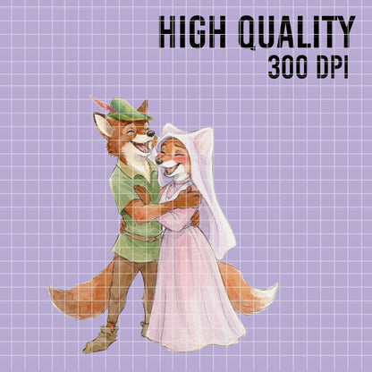 COD7475 - Robin Hood & Maid Marian Watercolor PNG bundle, Disney clipart packs.