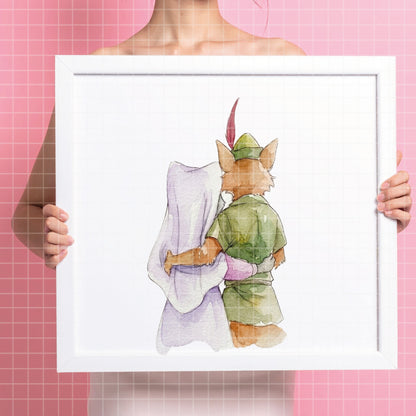 COD7475 - Robin Hood & Maid Marian Watercolor PNG bundle, Disney clipart packs.