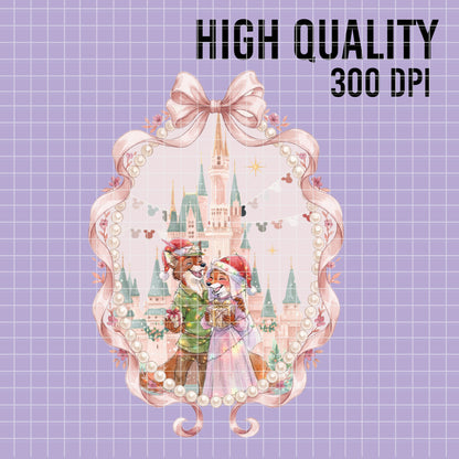COD7476 - Robin Hood & Maid Marian in Christmas Watercolor PNG bundle, Disney clipart packs.