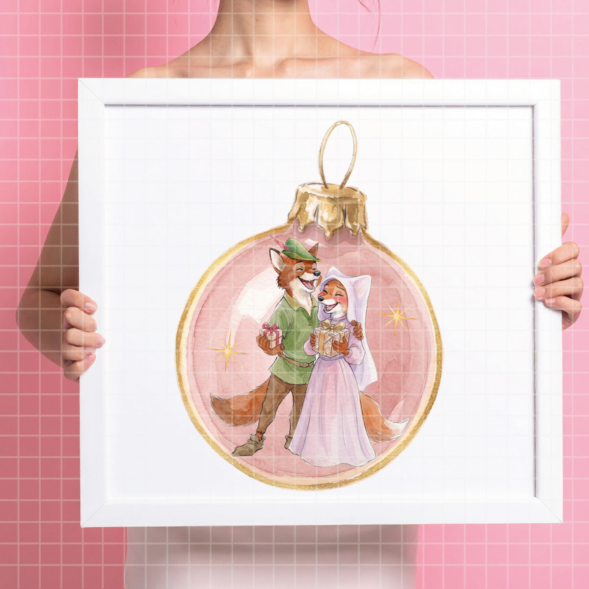 COD7476 - Robin Hood & Maid Marian in Christmas Watercolor PNG bundle, Disney clipart packs.