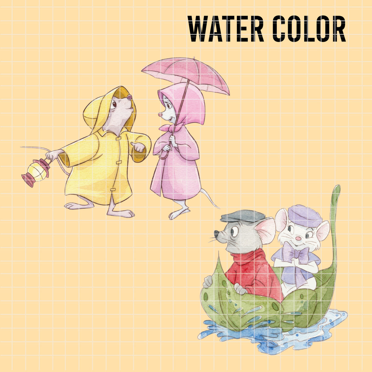 COD7477 - Bernard & Bianca Watercolor PNG bundle, Disney clipart packs.