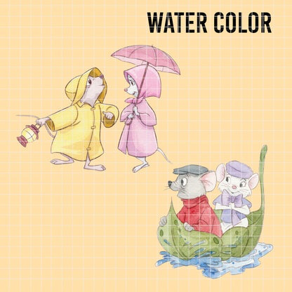 COD7477 - Bernard & Bianca Watercolor PNG bundle, Disney clipart packs.