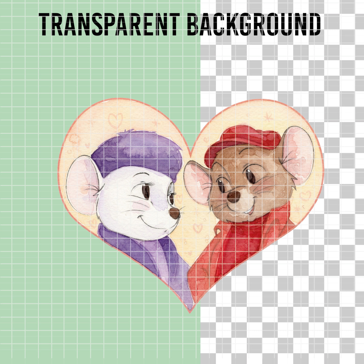 COD7477 - Bernard & Bianca Watercolor PNG bundle, Disney clipart packs.