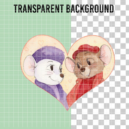 COD7477 - Bernard & Bianca Watercolor PNG bundle, Disney clipart packs.