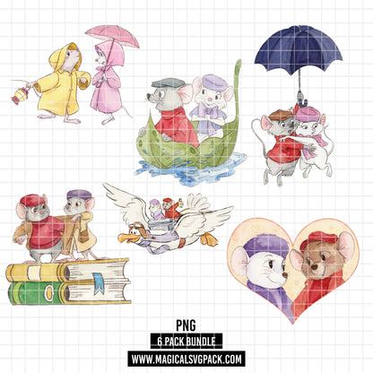 COD7477 - Bernard & Bianca Watercolor PNG bundle, Disney clipart packs.
