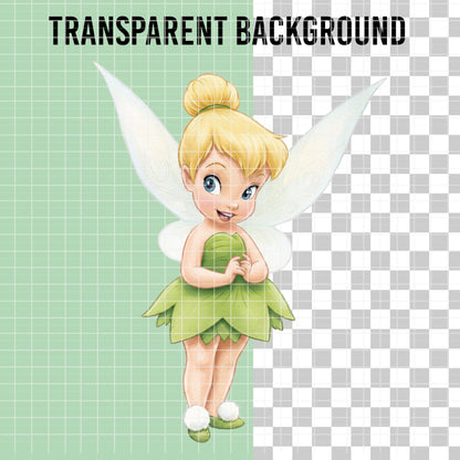 COD7478 - Baby Tinker Bell Watercolor PNG bundle, Disney clipart packs.