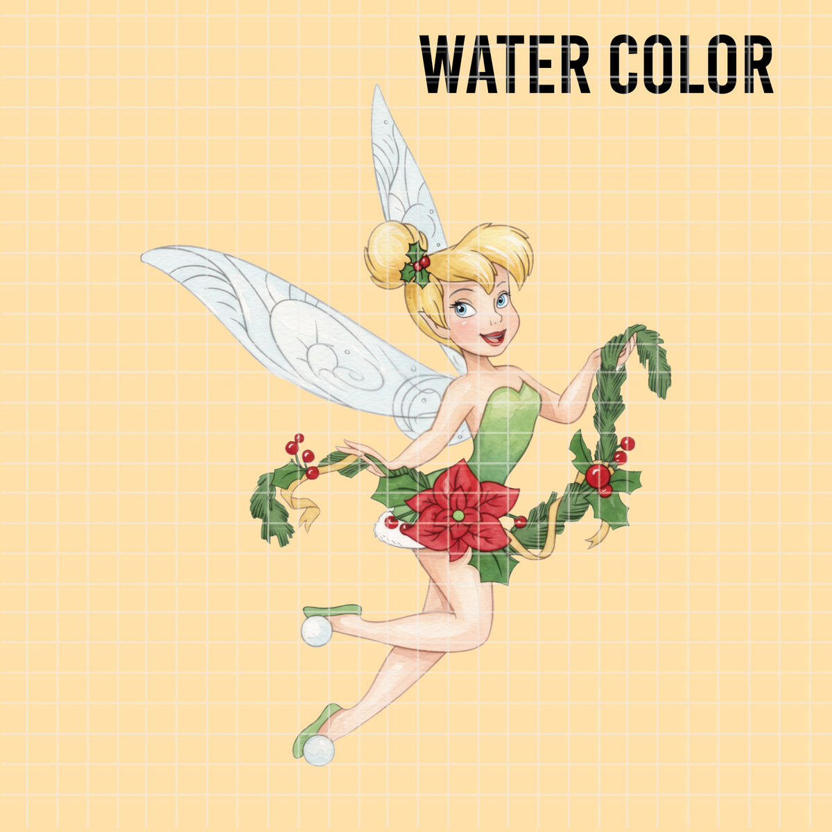 COD7479 - Tinker Bell Christmas Watercolor PNG bundle, Disney clipart packs.