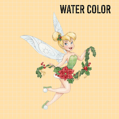 COD7479 - Tinker Bell Christmas Watercolor PNG bundle, Disney clipart packs.