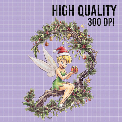 COD7479 - Tinker Bell Christmas Watercolor PNG bundle, Disney clipart packs.