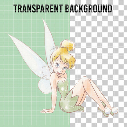COD7481 - Tinker Bell Watercolor PNG bundle, Disney clipart packs.