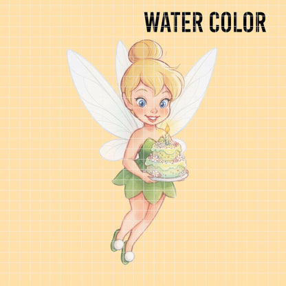 COD7482 - Little Tinker Bell Watercolor PNG bundle, Disney clipart packs.