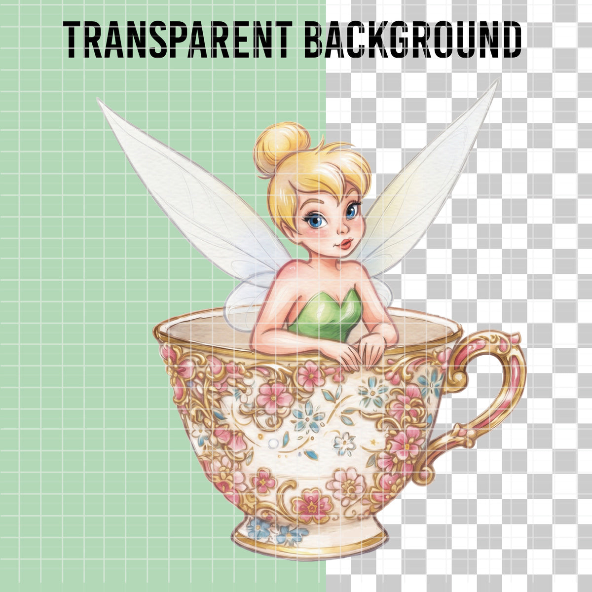 COD7482 - Little Tinker Bell Watercolor PNG bundle, Disney clipart packs.