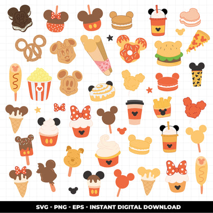 COD888 - Disney Snack Goals mega bundle, Disney trips clipart Svg, Png, Eps, Dxf, Jpeg, vector.