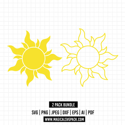 COD976 - Tangled suns bundle, Disney princess clipart Svg, Png, Eps, Dxf, Jpeg, vector.