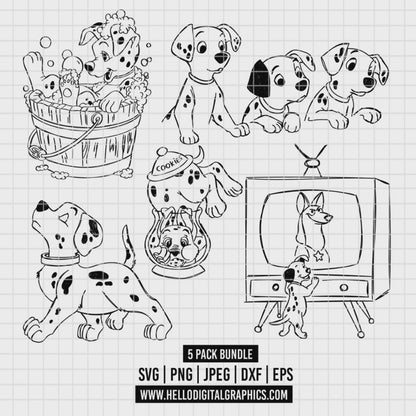 COD2528 - 101 Dalmatians bundle, Disney clipart Svg, Png, Eps, Dxf, Jpeg, vector.