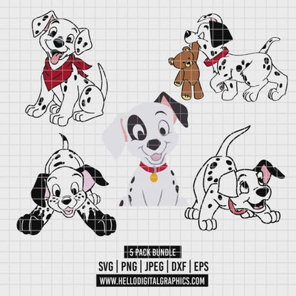COD2179 - 101 Dalmatians bundle, Disney clipart Svg, Png, Eps, Dxf, Jpeg, vector.