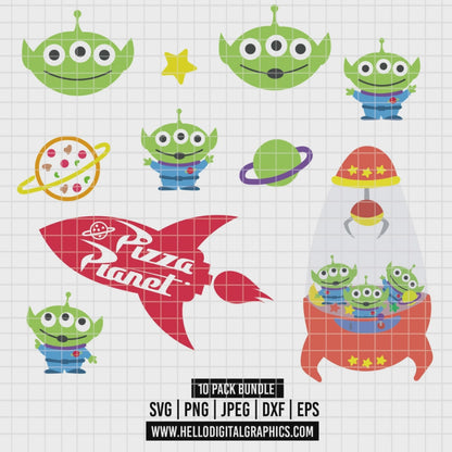 COD1956 - Aliens, Toy story pack bundle, Disney clipart Svg, Png, Eps, Dxf, Jpeg, vector.