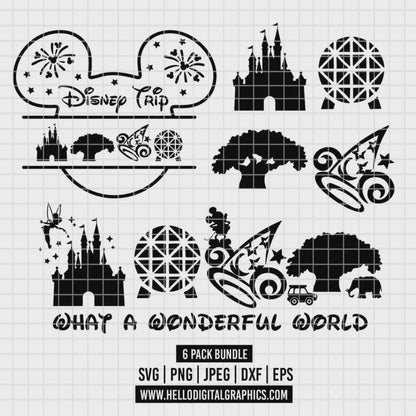 COD2508 - Disney trips pack bundle, Disney trips clipart Svg, Png, Eps, Dxf, Jpeg, vector.