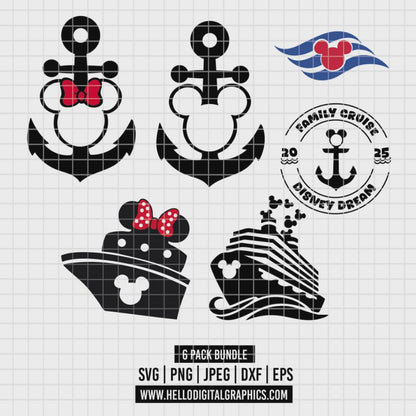 COD2170 - Disney Cruise pack bundle, Disney trips clipart Svg, Png, Eps, Dxf, Jpeg, vector.
