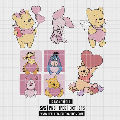 COD3554 - Baby characters from Winnie the Pooh and Friends pack bundle, Disney clipart Svg, Png, Eps, Dxf, Jpeg, vector.