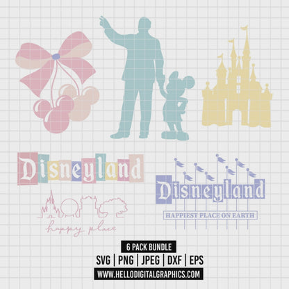 COD2513 - Disneyland trips pack bundle, Disney trips clipart Svg, Png, Eps, Dxf, Jpeg, vector.