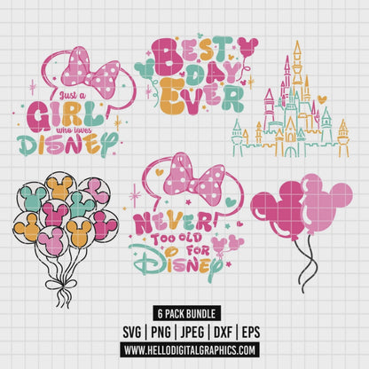 COD2527 - Disneyland trips pack bundle, Disney trips clipart Svg, Png, Eps, Dxf, Jpeg, vector.