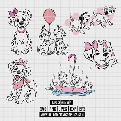 COD2178 - 101 Dalmatians bundle, Disney clipart Svg, Png, Eps, Dxf, Jpeg, vector.