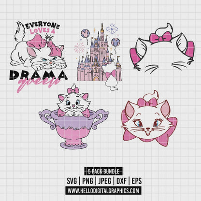 COD2548 - Kitten Marie, The aristocats pack bundle, Disney clipart Svg, Png, Eps, Dxf, Jpeg, vector.
