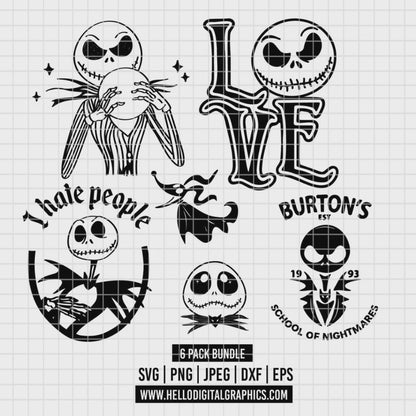 COD2197 - Jack Skellington, Nightmare Before Christmas pack bundle, Disney clipart Svg, Png, Eps, Dxf, Jpeg, vector.